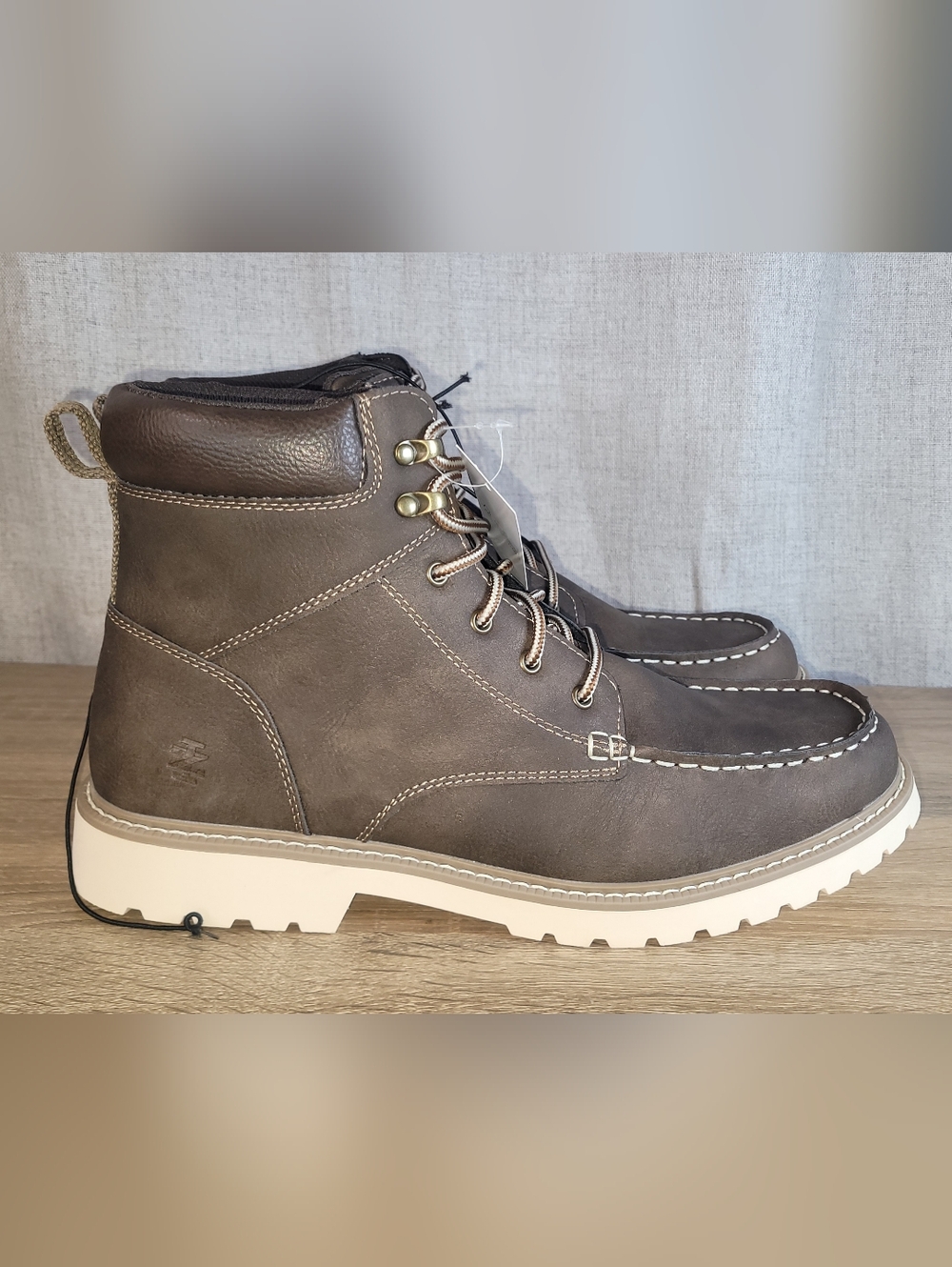 Izod Men's Brown Moc Toe Lace-Up Boots